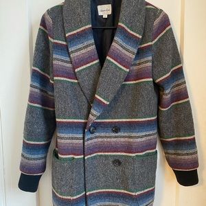 Steven Alan Woolrich Southwestern Stripe Coat Wool Grey